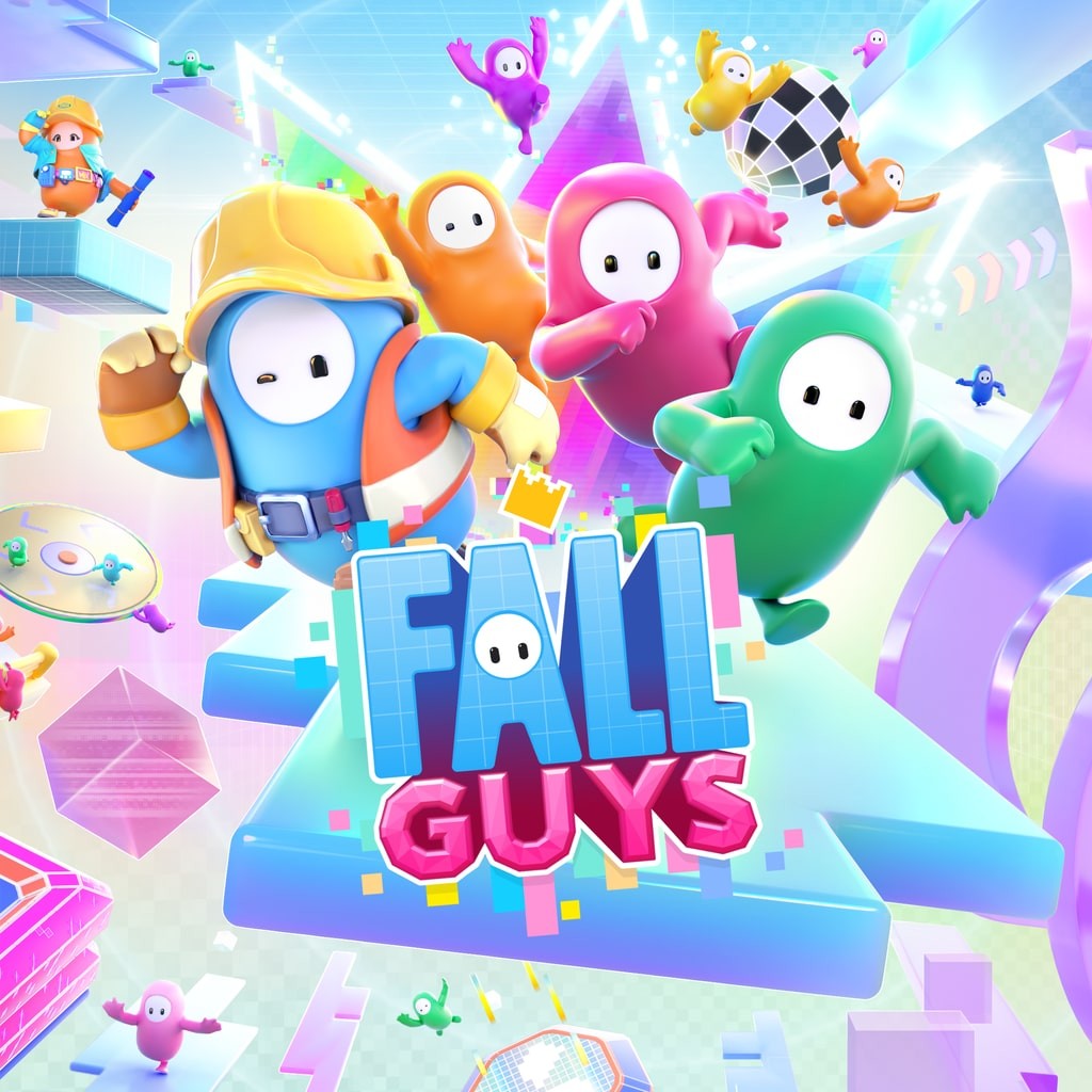 Colorful Fall Guys characters racing through an obstacle course