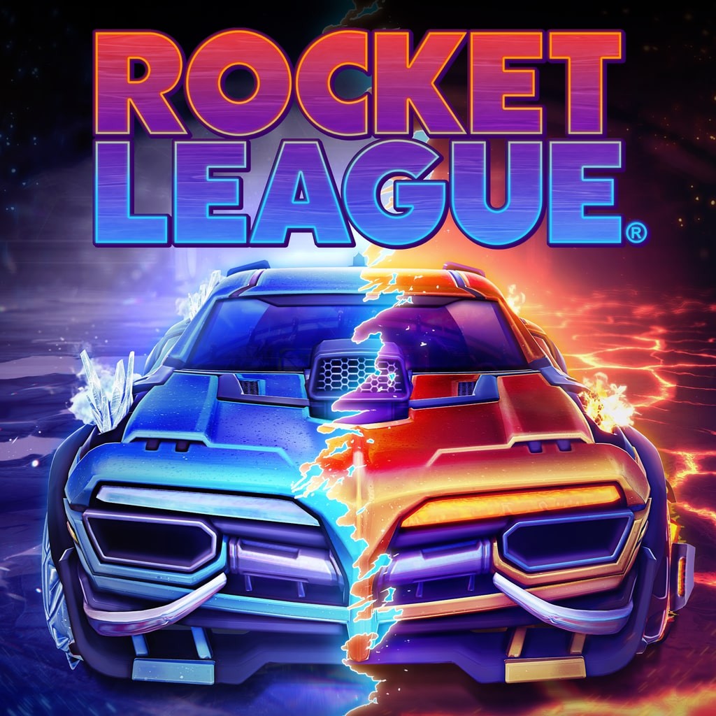 Rocket League cars under stadium lights